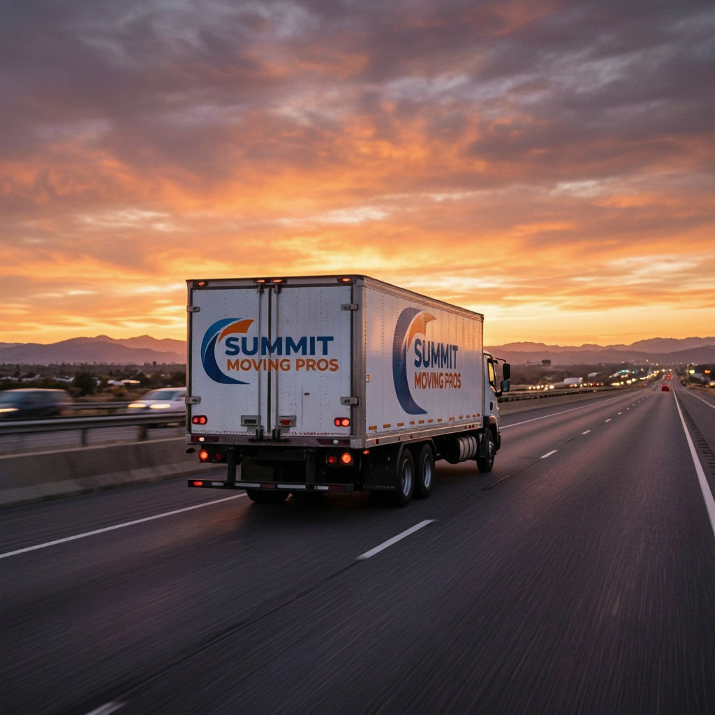 Highway at sunset representing a cross-country move