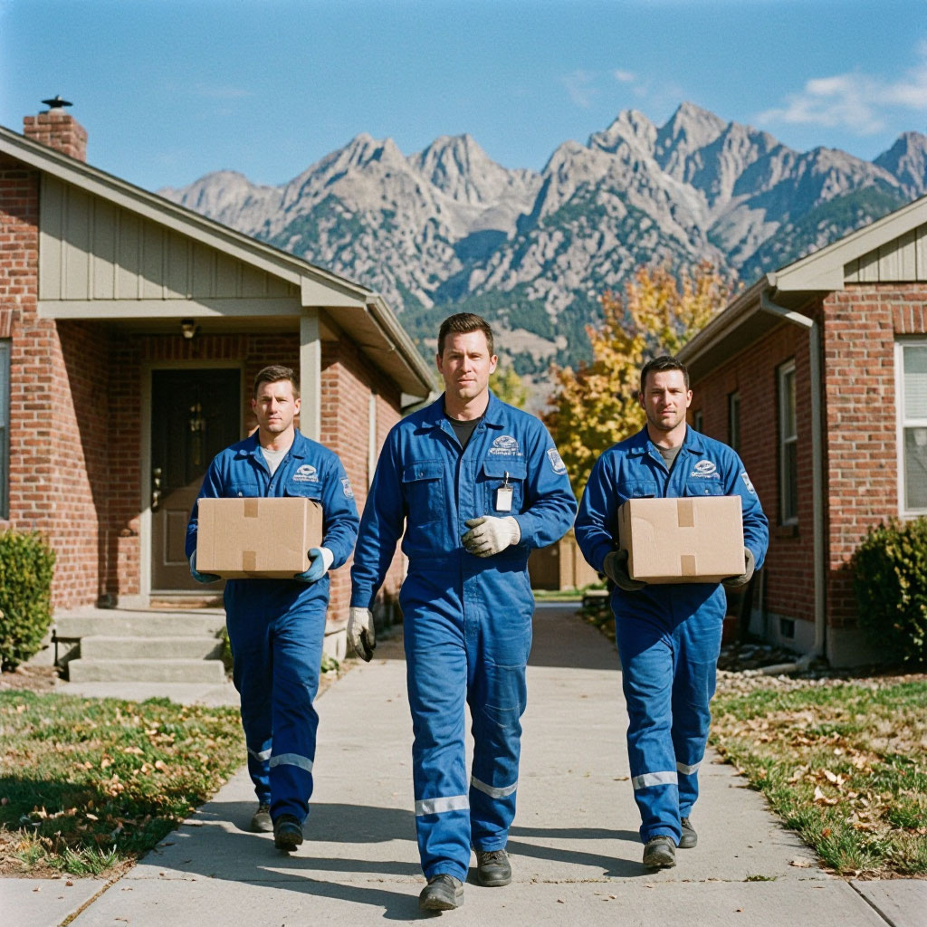 Movers carrying boxes into a Denver home