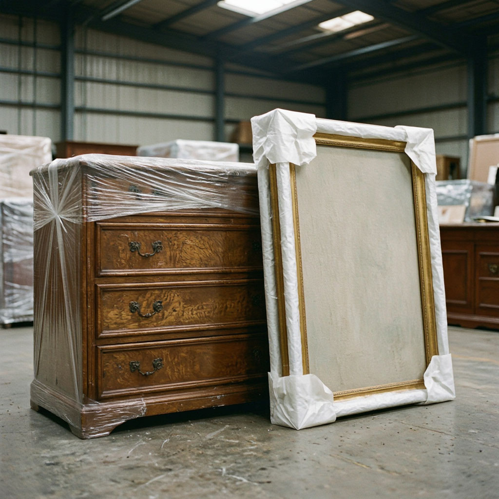 Fine art and antique furniture wrapped for safe transport